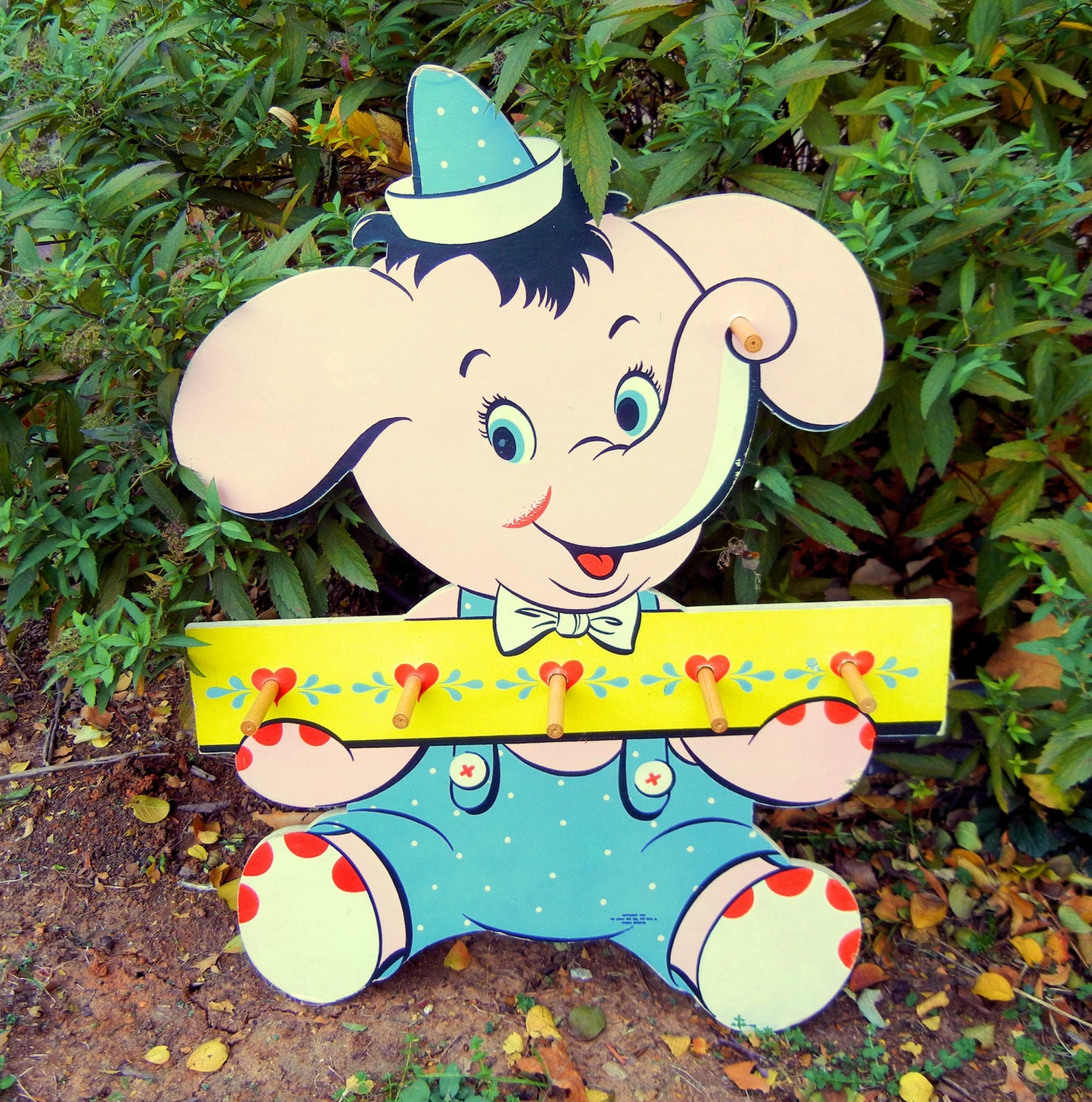 Pink Elephant Pegboard Wall Hanging, Similar to Dumbo, Cartoon Nursery Decor
