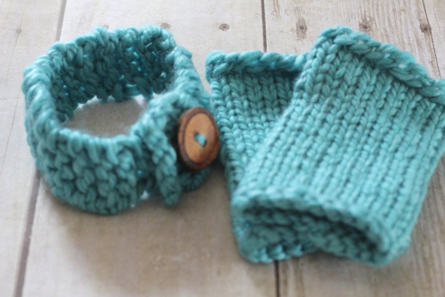 Baby Leggings and Headband Set, Newborn Photo Props Knit in Blue