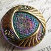 27mm rainbow triangle Czech glass button - hand painted, hand forged - pink, emerald green, aqua blue, gold