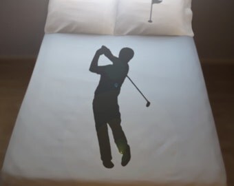 Golf Duvet Cover Set Pillowcases Golfing Golfer ball flag putt swing twin full double queen size king
