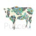 Baby Blue Daisy Cow Art Print 8 x 10 Nursery Art
