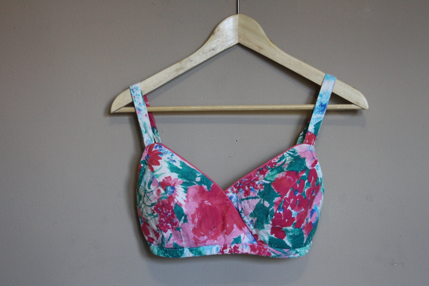 50s 60s Roxanne Floral Bikini Top Crop Top