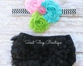 MEMORIAL DAY SALE Ruffle Bloomer and Headband Set - Chevron Pop