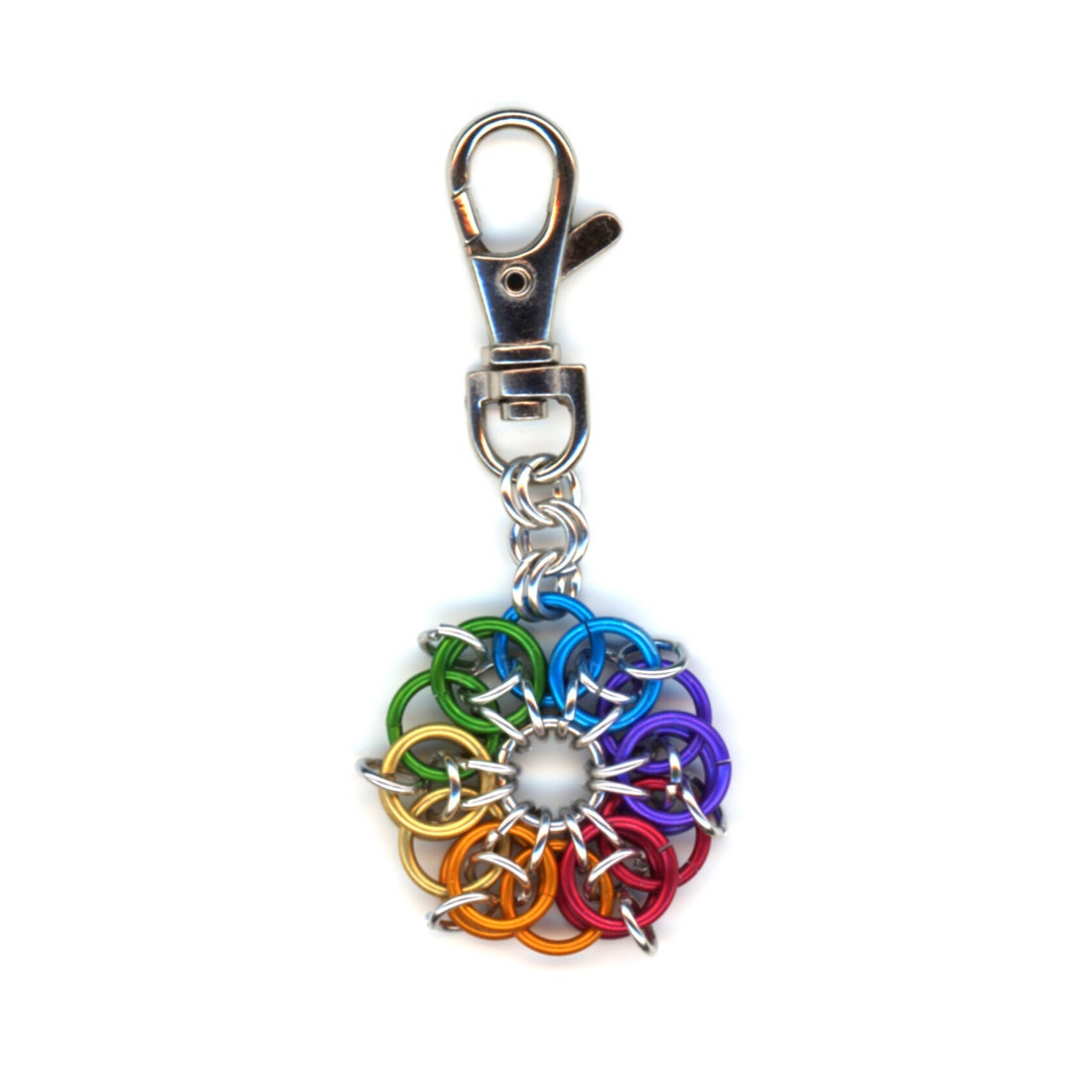 Rainbow Chainmail Charm, Keychain Charm, Pride Charm, Chakra Colors