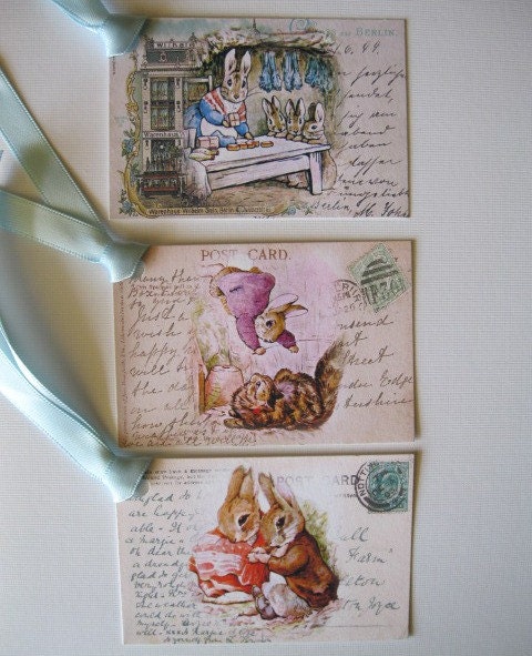 Beatrix Potter Peter Rabbit Gift Tags - Peter Rabbit and Benjamin Bunny - hangtags, gift bag tags - 5 Hangtags - Set 1