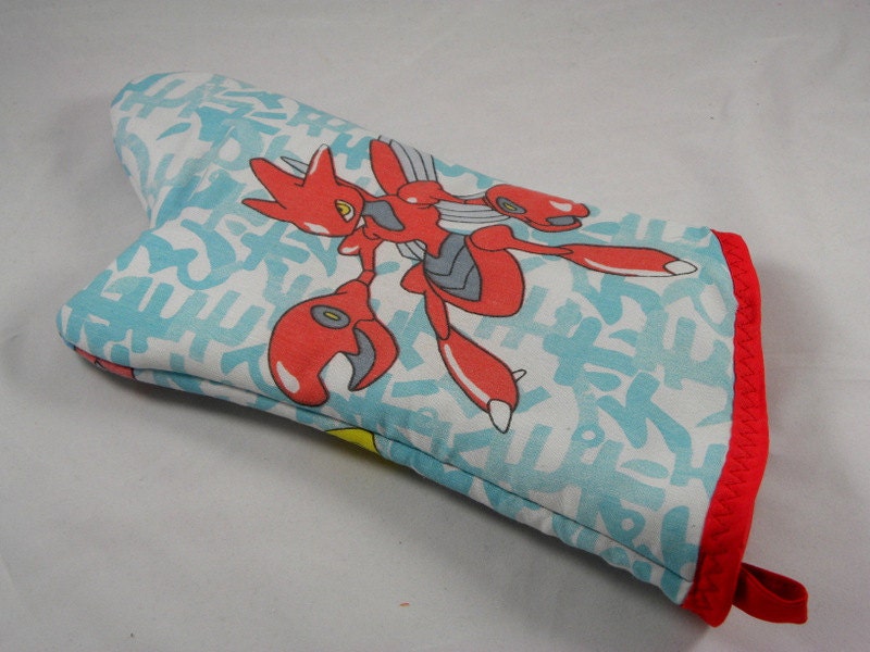 Pokemon oven mitt -reclaimed fabric