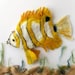 Felted purse cosmetic Yellow Fish  Butterfly  octopurse