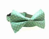 Dog Bow Tie Collar - Polka Dots in Mint - Wedding