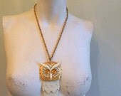 vintage. 60s Large Owl Statement Necklace //