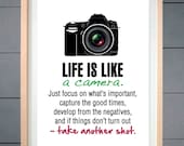 Life is like a camera ART PRINT (various sizes available -  11x14 - 20x30 inches)