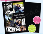 Printable Save The Date 2013 5x7 / Black & White / Blue Purple / Digital Photo Card Template (Photoshop) PSD from DOODLELULU by 2 june bugs Il_170x135