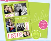 Printable Save The Date 2013 5x7 / Green Pink / Color Options / Digital Photo Card Template (Photoshop) PSD from DOODLELULU by 2 june bugs Il_170x135
