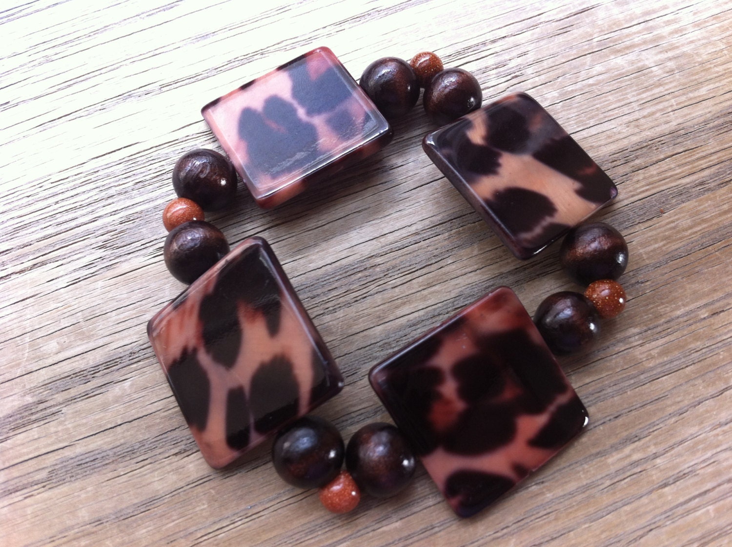 Leopard Square Beaded Bracelet