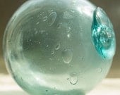Glass Floats Fishing Net Float, Authentic, Nautical decor, Aqua with bubbles