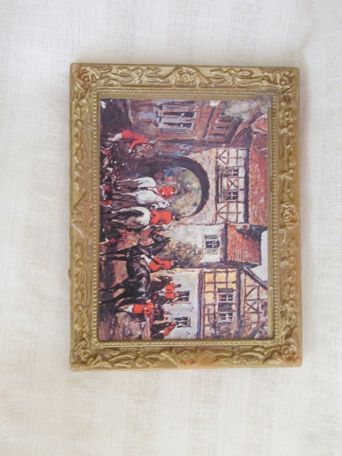 Dolls House Lundby Framed Picture  English Fox Hunt Scene 1970s Miniature