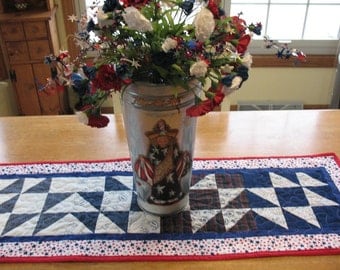 Quilted Red, White and Blue Table Runner