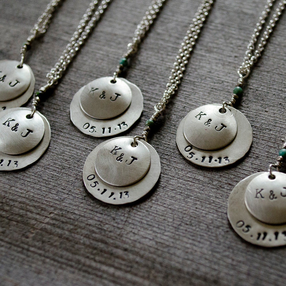BRIDEMAIDS SET of 6, Personalized 'Sweetheart' Necklace