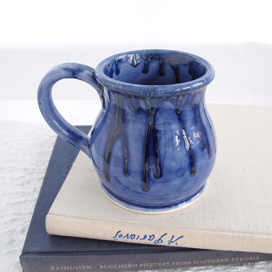 Light Blue Ceramic Cup, Coffee Mug Blueberry Syrup Handmade Kitchen Decor Great gift for men, Sorry no mustache