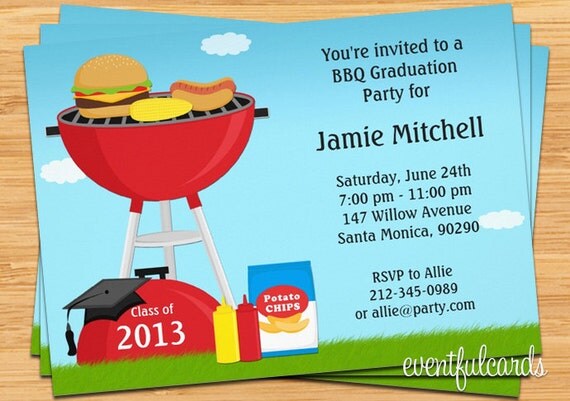 Class of 2013 Graduation BBQ Party Invitation - Print at Home or E-card Il_570xn