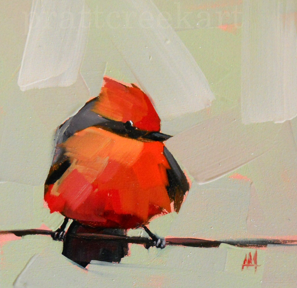 vermillion flycatcher no. 4 print by moulton 5 x 5 inches prattcreekart