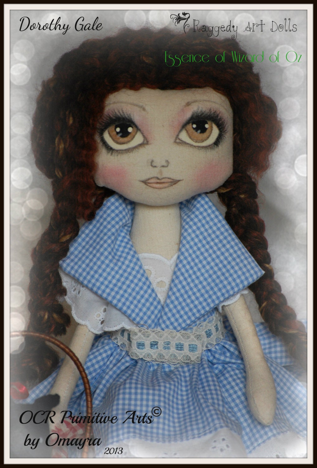 Raggedy Art doll Essence of Wizard of Oz  Dorothy Gale and Toto
