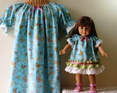 Girls SUMMER DRESSES-Size 4 or 6 or 8, with Matching Doll Peasant Dress, Ruffles, Eyelet, Butterflies,100% Cotton Ready to SHIP