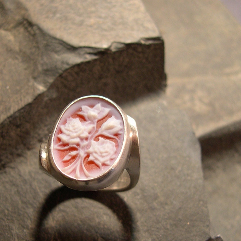 Rose Cameo Ring Sterling Silver