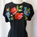 Rare1940s XXL hand embroidered crepe blouse with scalped hem  Hollywood chic glamor rockabilly