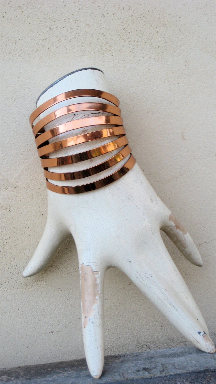 Vintage Copper Bracelet, Wide Cuff