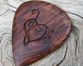 Honduran Rosewood Guitar Pick - 2 Sided Design - Handmade Laser Engraved Premium Guitar Pick
