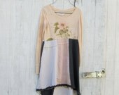 xsmall - medium  / Upcycled clothing / Funky Tshirt Dress / Eco Dress / Tattered Artsy Dress by CreoleSha
