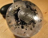 Selenite and Black Tourmaline Orgone Pendant