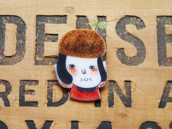 The Eco Girl - Shrink Plastic Brooch