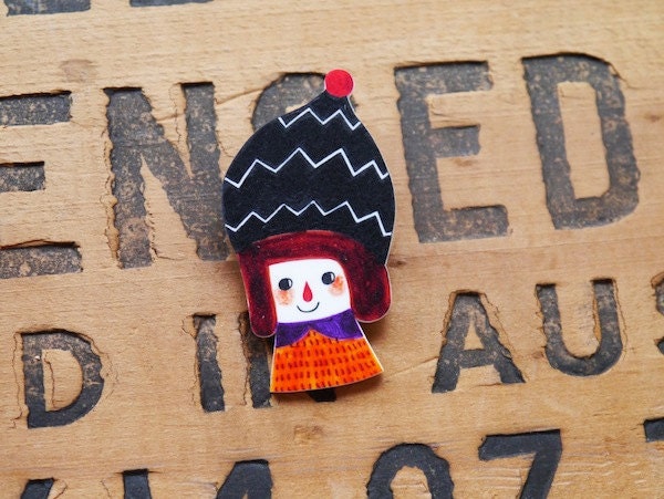 The Winter Girl - Shrink Plastic Brooch