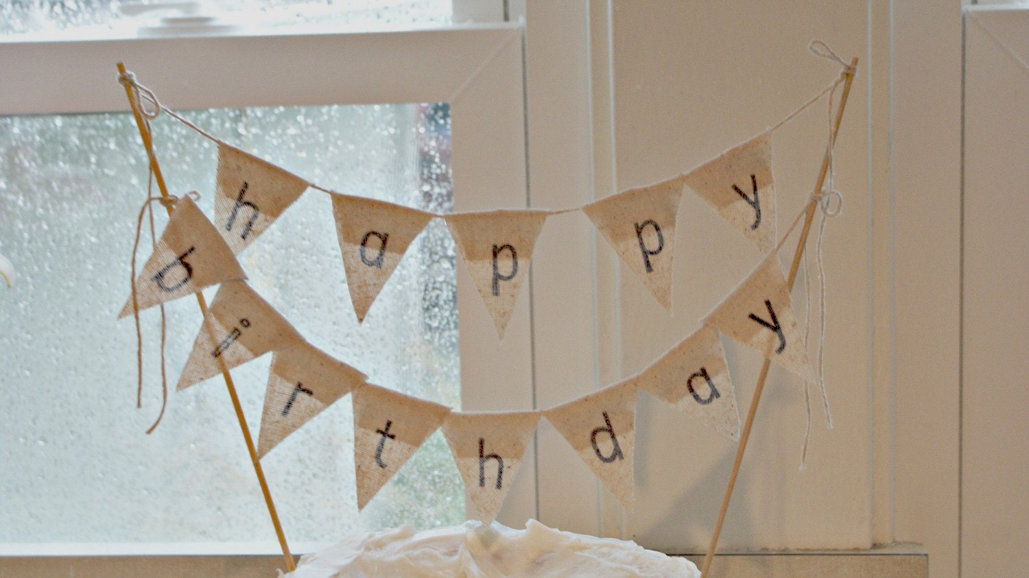 happy birthday pennant bunting banner cake topper, dessert cupcake party customize wedding birthday congrats anniversary baby shower