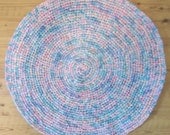 Crocheted Pastel Rag Rug - Round Rug - Crocheted rug - Rag rug - Housewares - Repurposed Fabric - Kitchen - rug