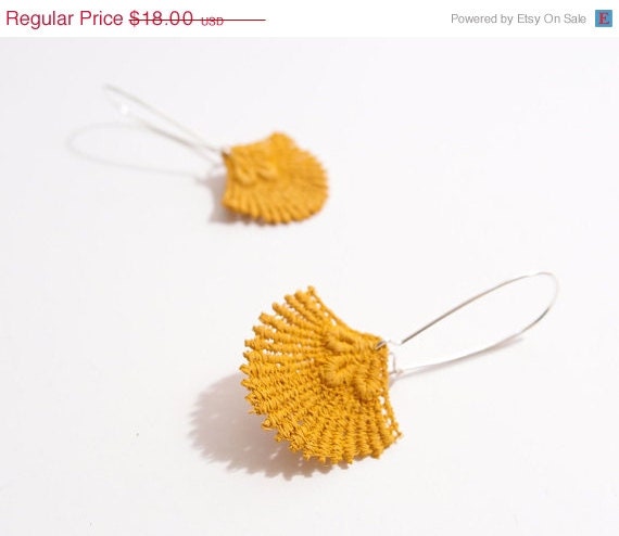 Memorial Day Weekend Sale Lace Earrings - Rosine in Mustard - Bridesmaid Jewelry - For Her