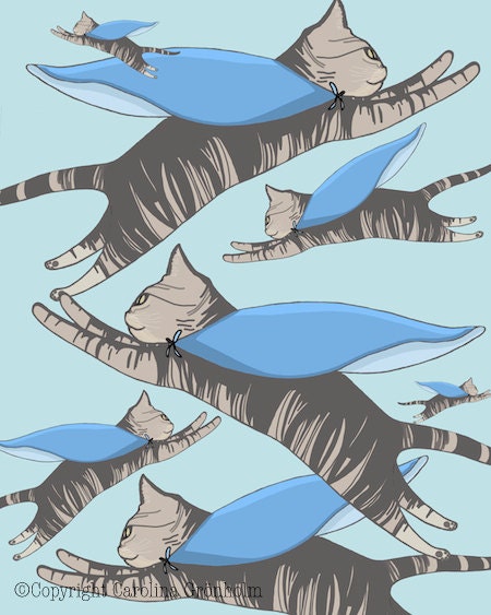 The Superhero Cat - Collage Print 6"x8" Reserved listing for Melissa