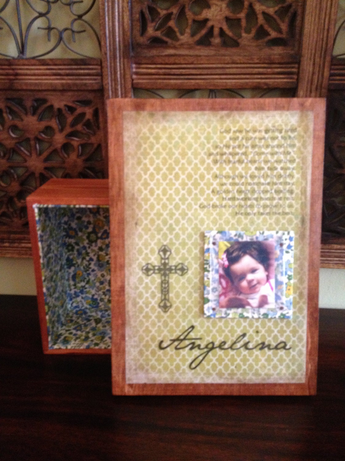 Wood Memory Box Custom Fabric/Top