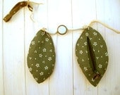 Green leaves japanese cotton fabric handbag purse