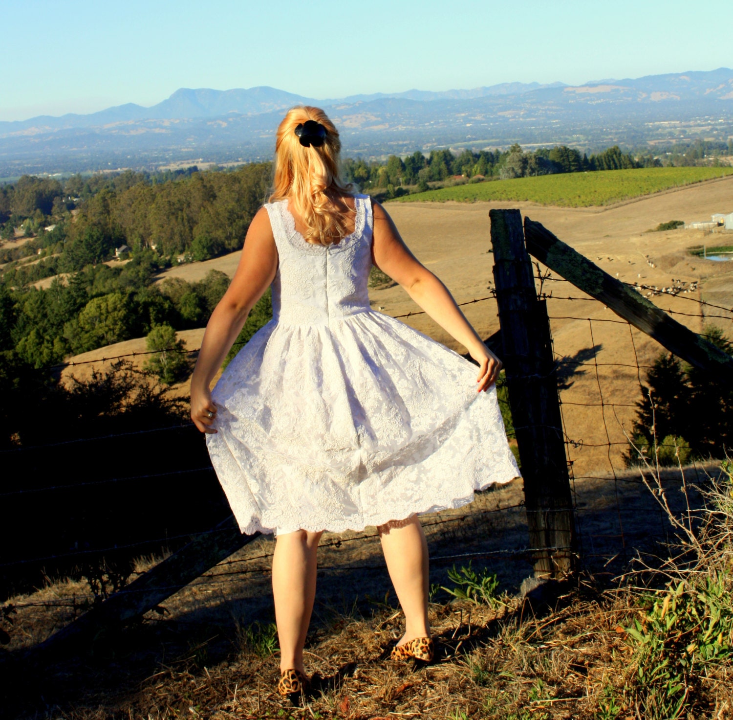Custom Couture Made To Fit Marilyn Monroe White Alencon Lace 50s Wedding Dress