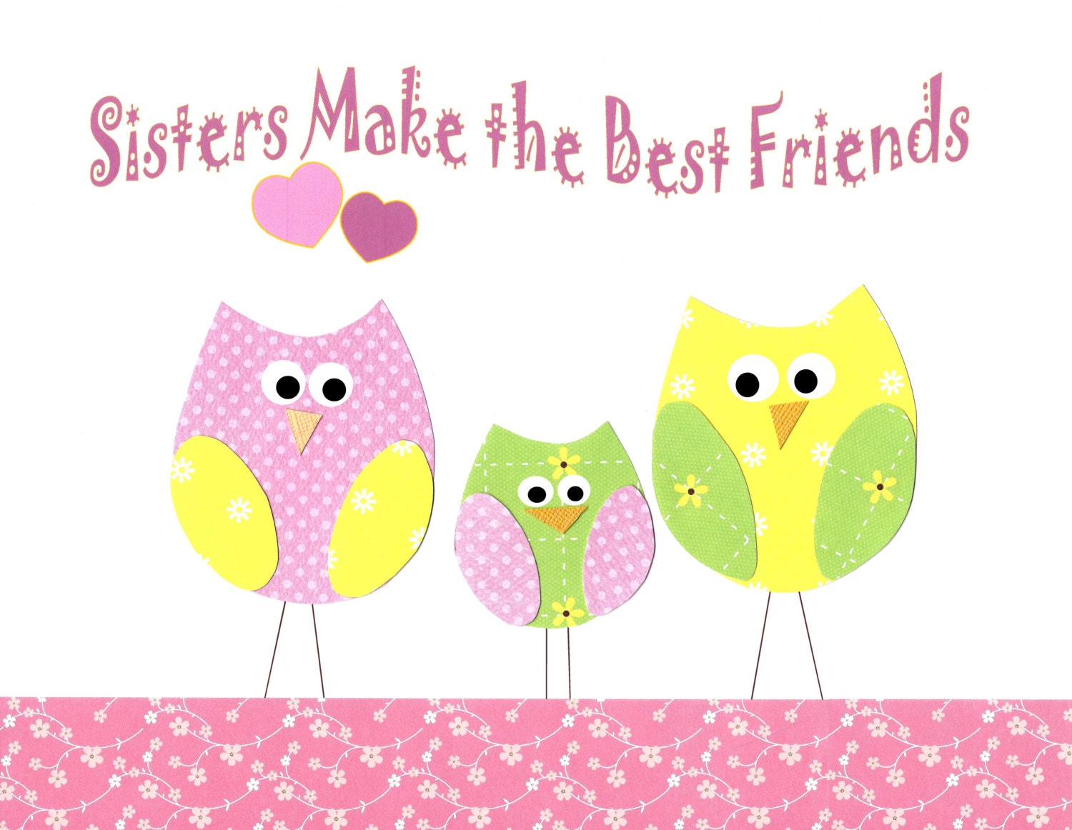 Kids Wall Art, Children's Room Decor, Nursery Room Art Decor, Owls, Sisters Make The Best Friends, 8x10 Print