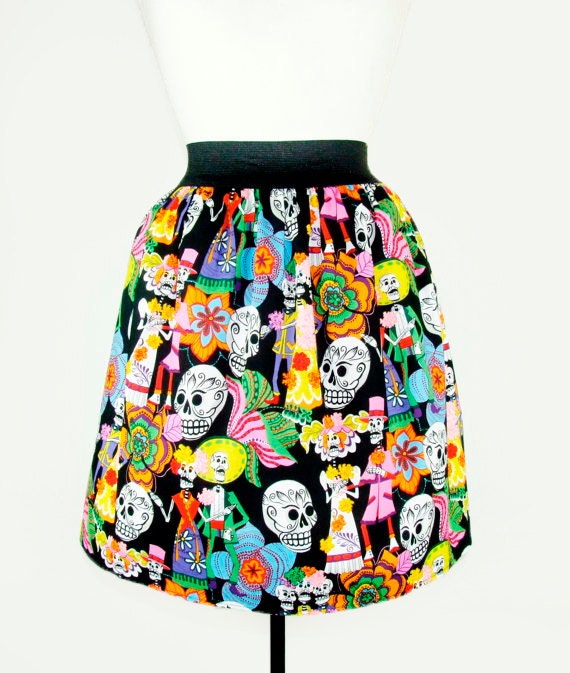 Custom Skirt Your Measurements/  Day of the Dead / Rockabilly/ Choose  Fabric /  / Senoritas  / Tattoo Art / Monsters / Frida Kahlo