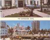 Vintage Florida Postcard -Miami Beach - SurfComber Hotel Pool Cabanas Ocean