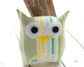 Chevron Plush Mini Owl - Blue and Green Designer Fabric