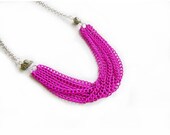 SUMMER SALE Neon Color Block Chain  Necklace with Pyrite Gemstones-  Two Color Fringe Statement Handmade Earrings