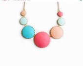 SUMMER SALE Pastel Bubbles Statement Necklace - Color Dot Collection - Handmade Polymer Clay Statement Necklace