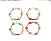 SUMMER SALE Gold Bar Bangle Bracelet - Hexagon Geometric Bracelet, Minimalist Geometric Jewelry - Your Color Choice