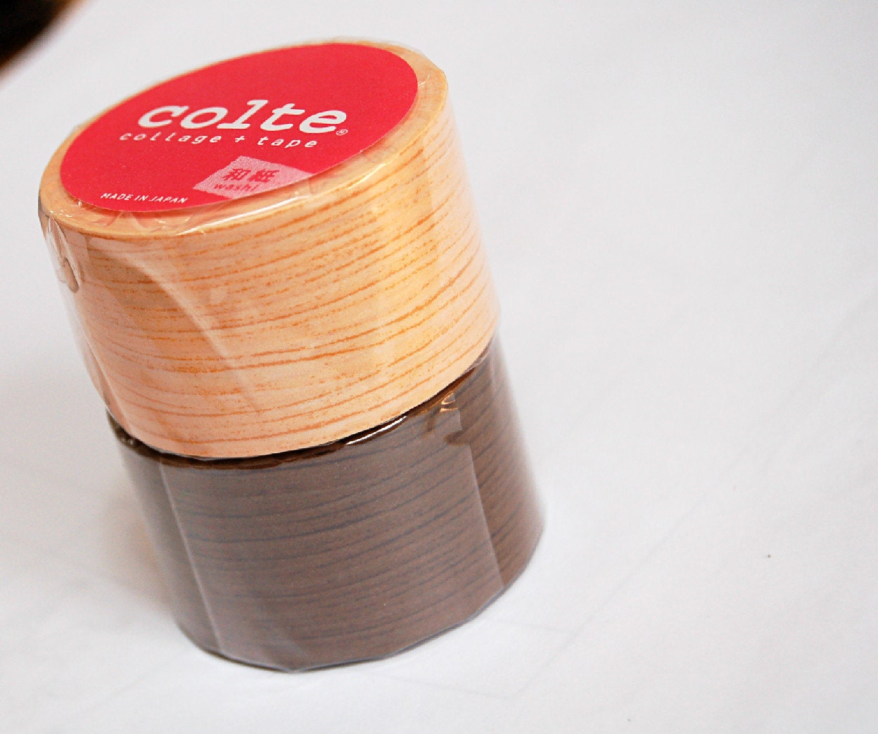 Wide Japanese washi masking tape, natural wood 2 rolls set  30mm x 12M