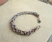byzantine chainmaille bracelet in sterling and copper